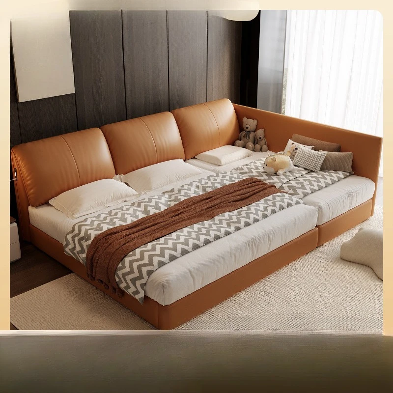 Parent-child bed for a family of three, splicing in the master bedroom, three-person widened elephant ear soft bag