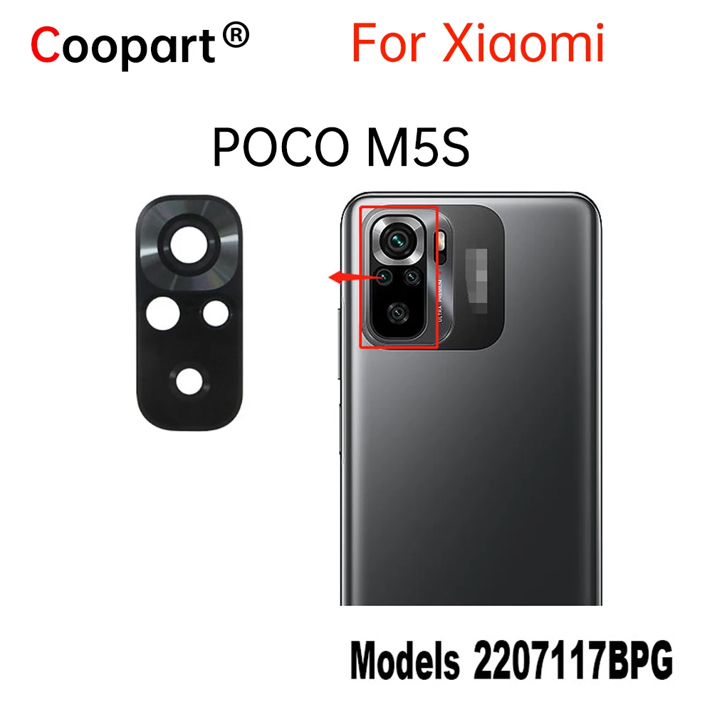 For Xiaomi Poco M5s Coopart Rear Camera Lens Back Camera Lens Glass With Glue Adhesive 2207117BPG Replacement Parts