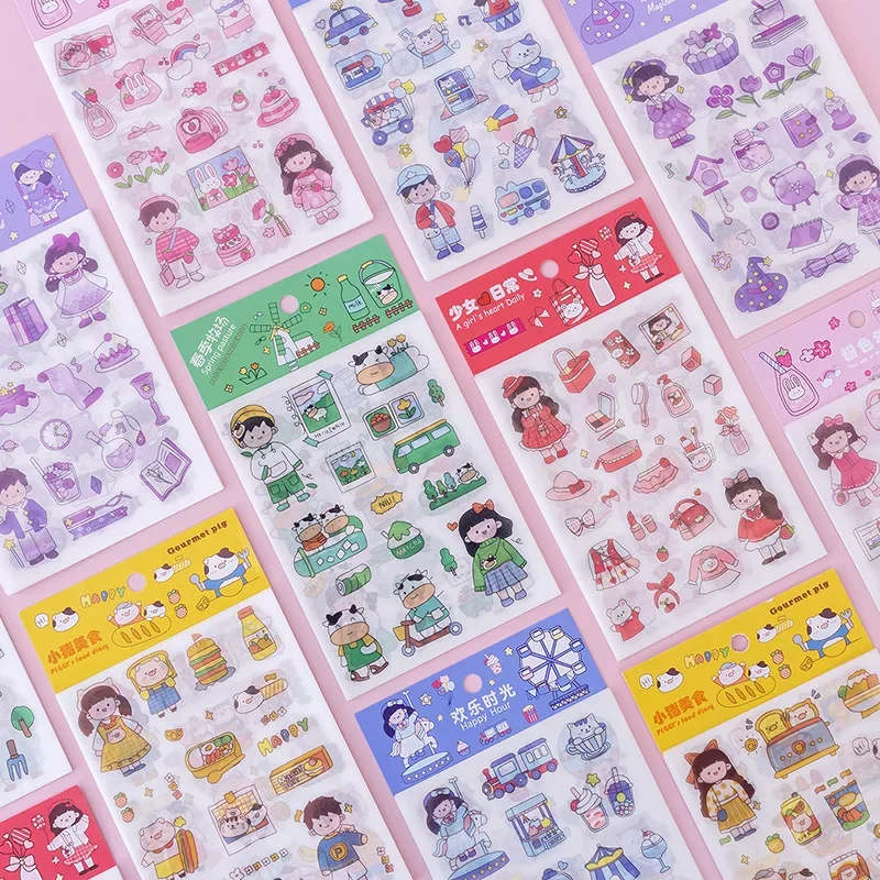 Korean Cartoon Animal Transparent Pvc Sticker DIY Handbook Diary Decoration Material Sticker Baby Growth Animation Sticker