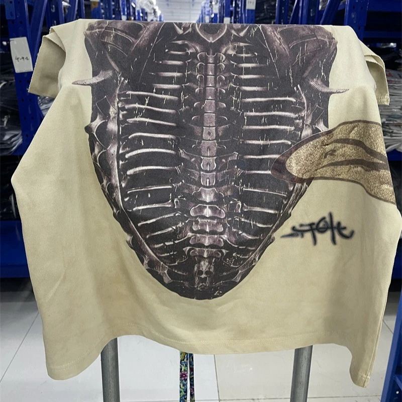 Oversized Cactus Jack T-Shirt Men Women Skeleton Print  Utopia Sleeveless Vest Tops Tee Pure Cotton Tshirts