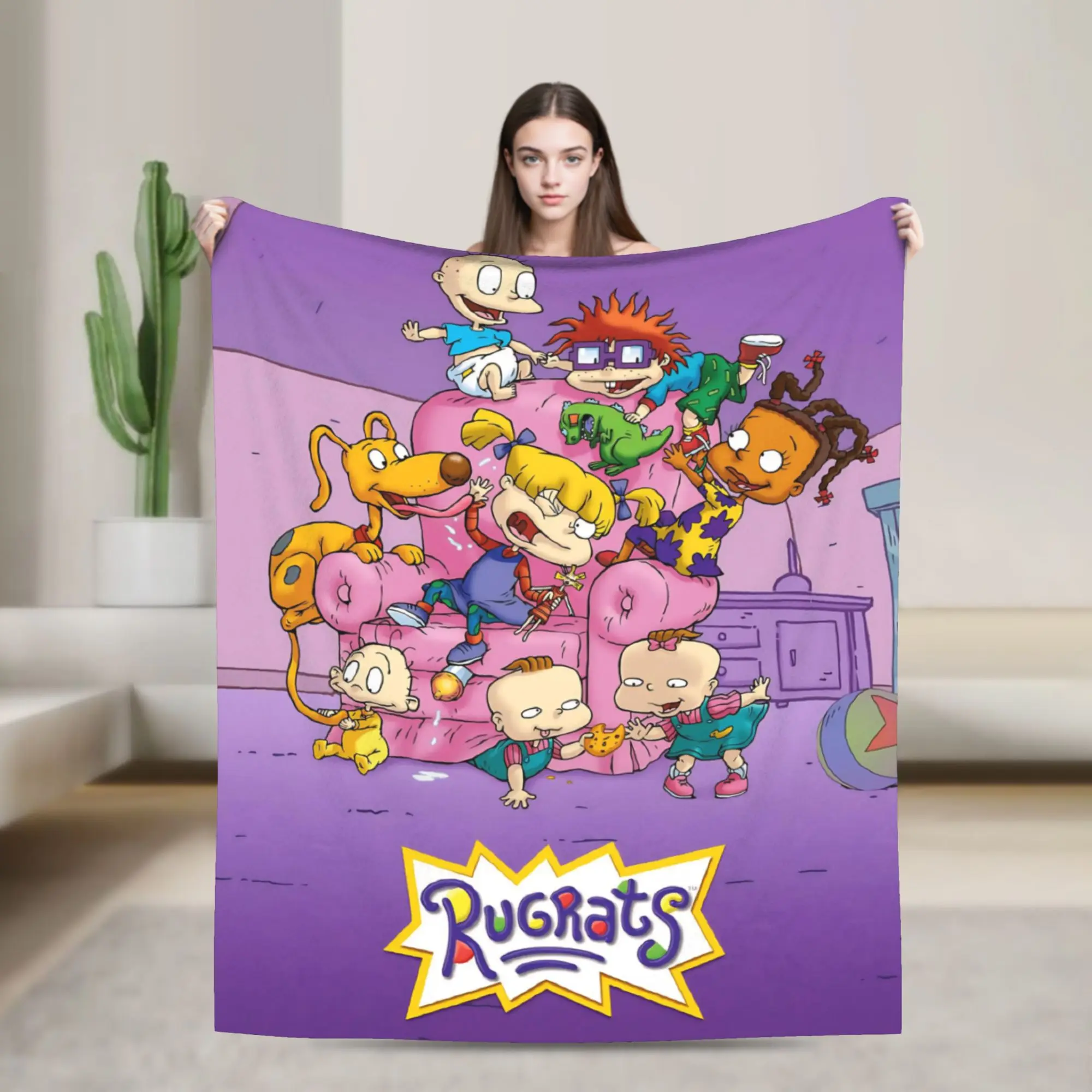 Cartoon R-Rugrats Blanket Multiple Sizes Cozy and Lightweight  Throw Blankets for Sofa Couch and Bed