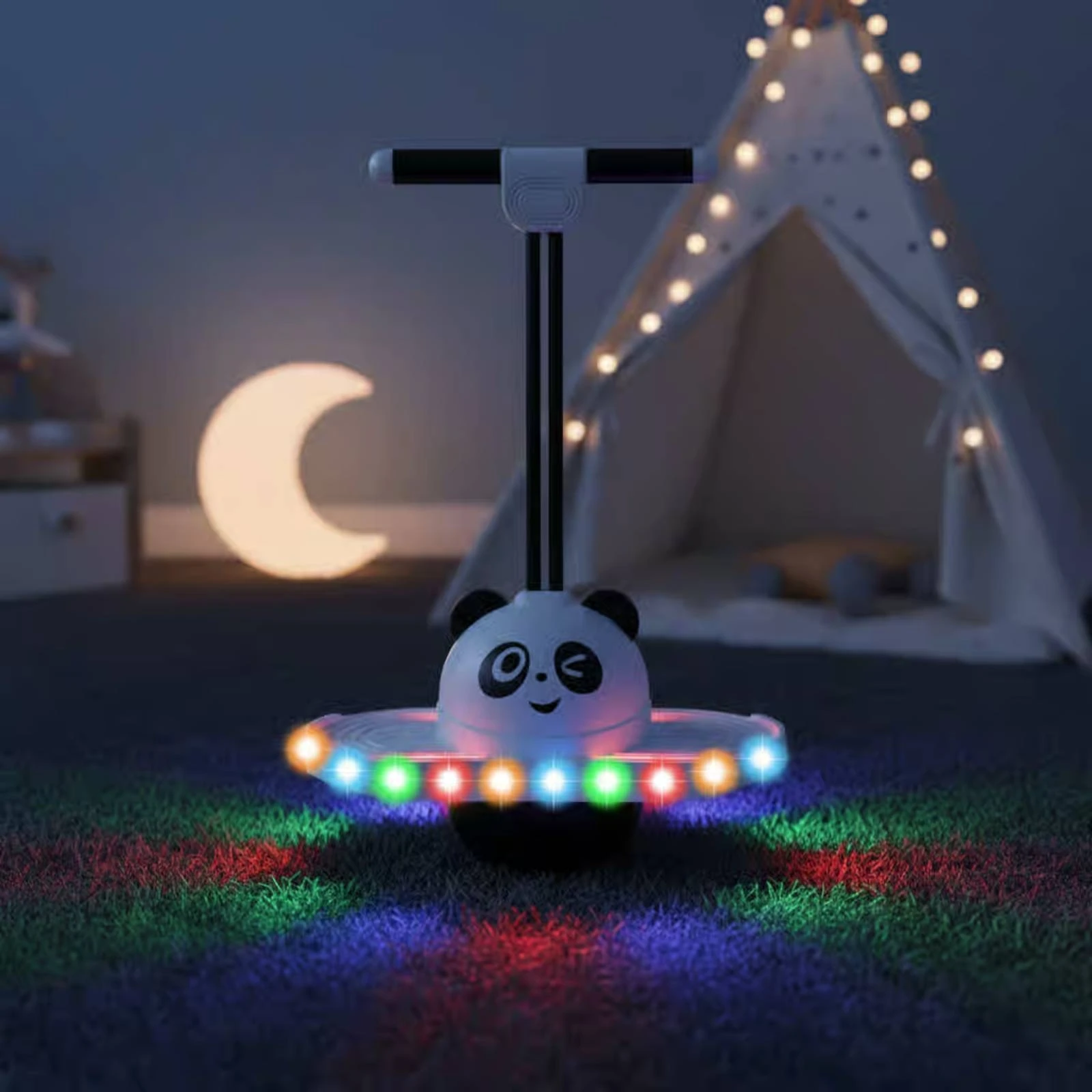 Double Rope Jump Ball High Elasticity Balance Rebound Toy Creature Hopping Ball Non-Slip Surface Glowing Lights for Kindergarten