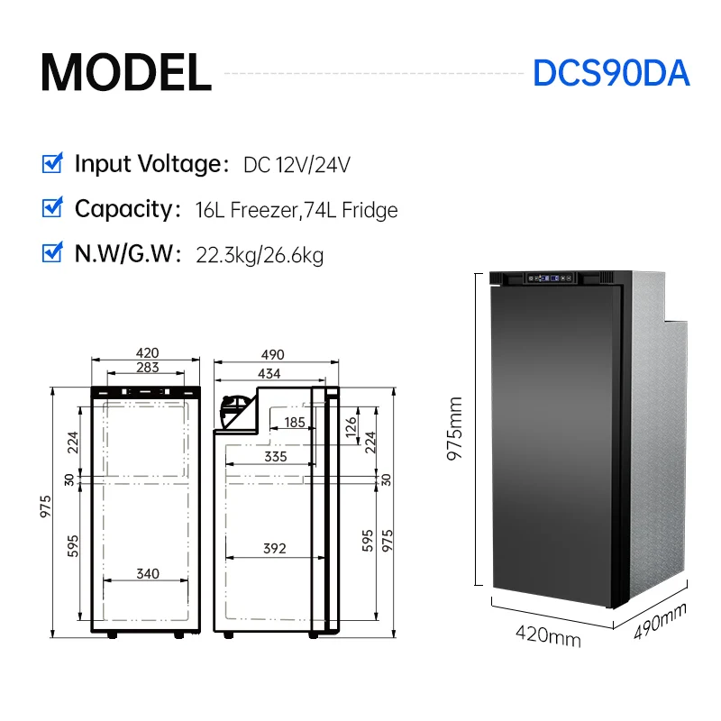 Wholesale 12V Camping Electric Cooler Compressor Rv Refrigerator Fridge 90L Car Truck Mobile Outdoor Freezer