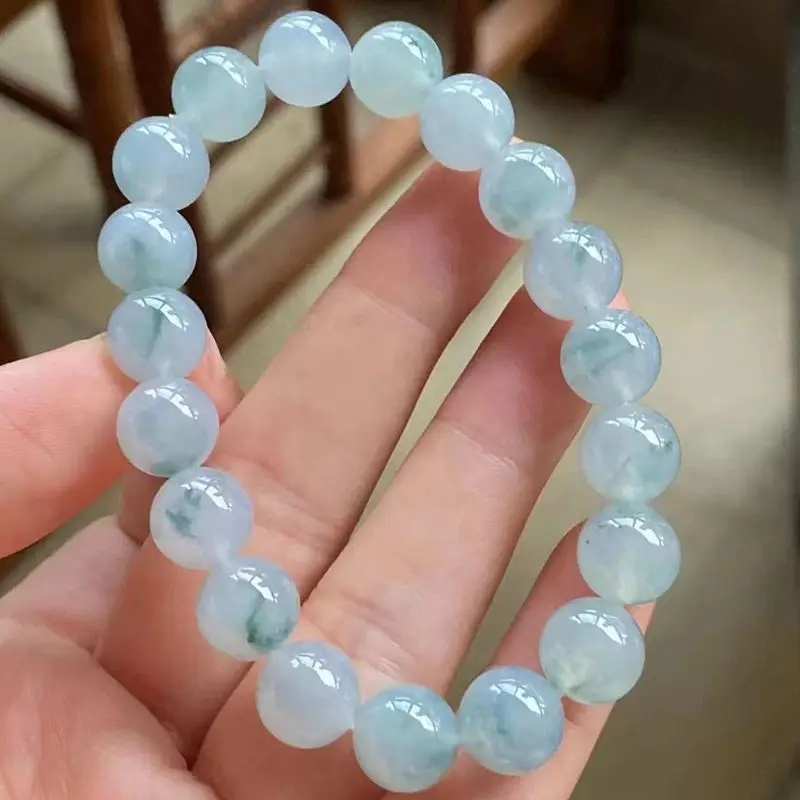 Myanmar Natural Jadeite Bracelet High QualityPermeable Gel Moistening New Refined Floating Flowers Brace