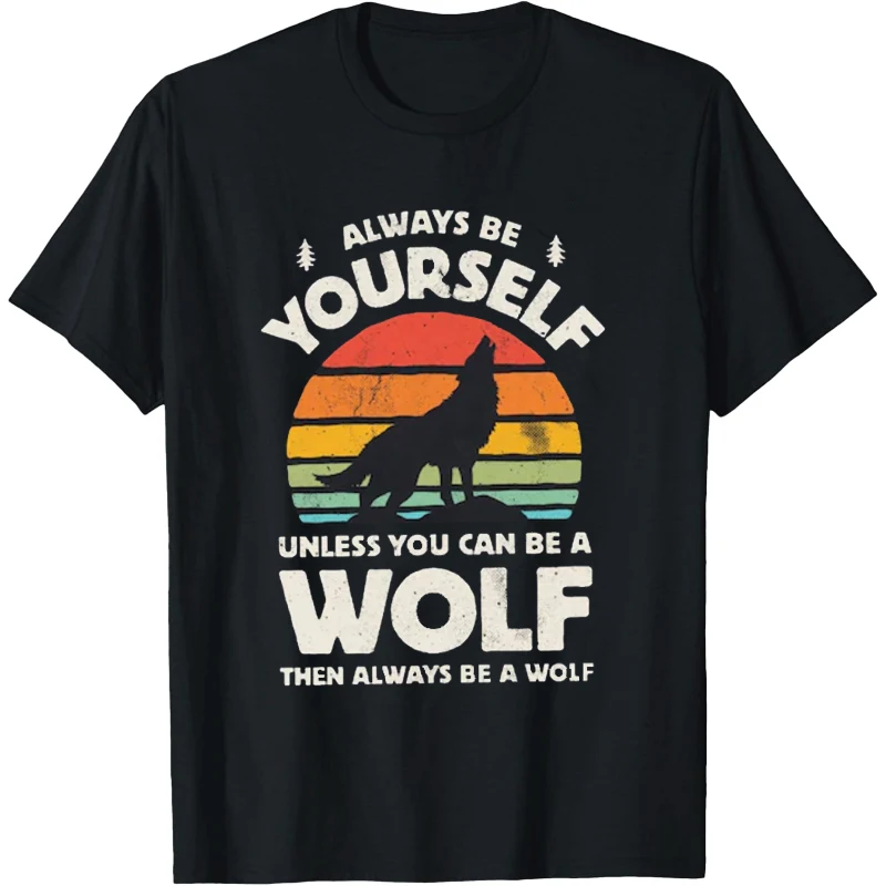 

Man Wolf Shirt Women Wolf T Shirts Howling Wolves Design Retro Women Shirt Vintage Men Tees Men's Short-sleeved T Shirt