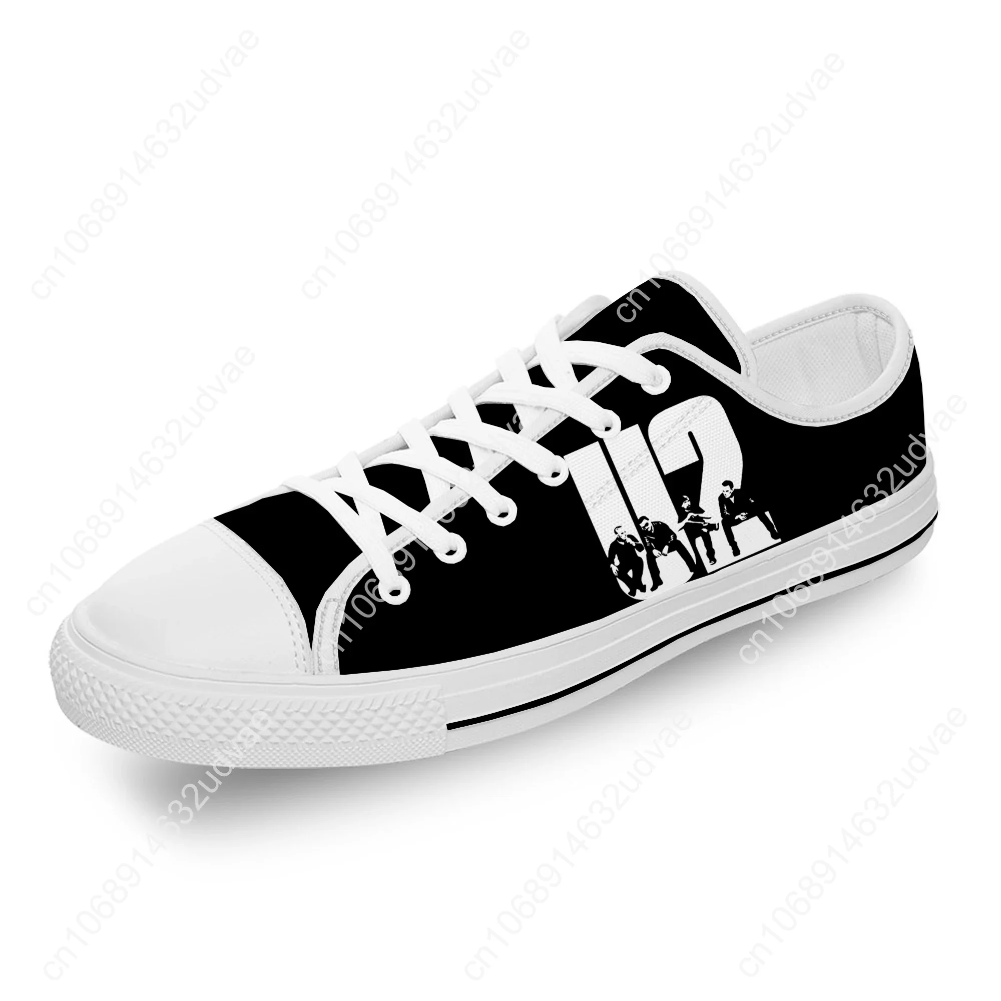 U2 Low Top Sneakers Music Rock Band Mens Womens Teenager Casual Shoes Canvas Running Shoes 3D Print Breathable Lightweight Shoe