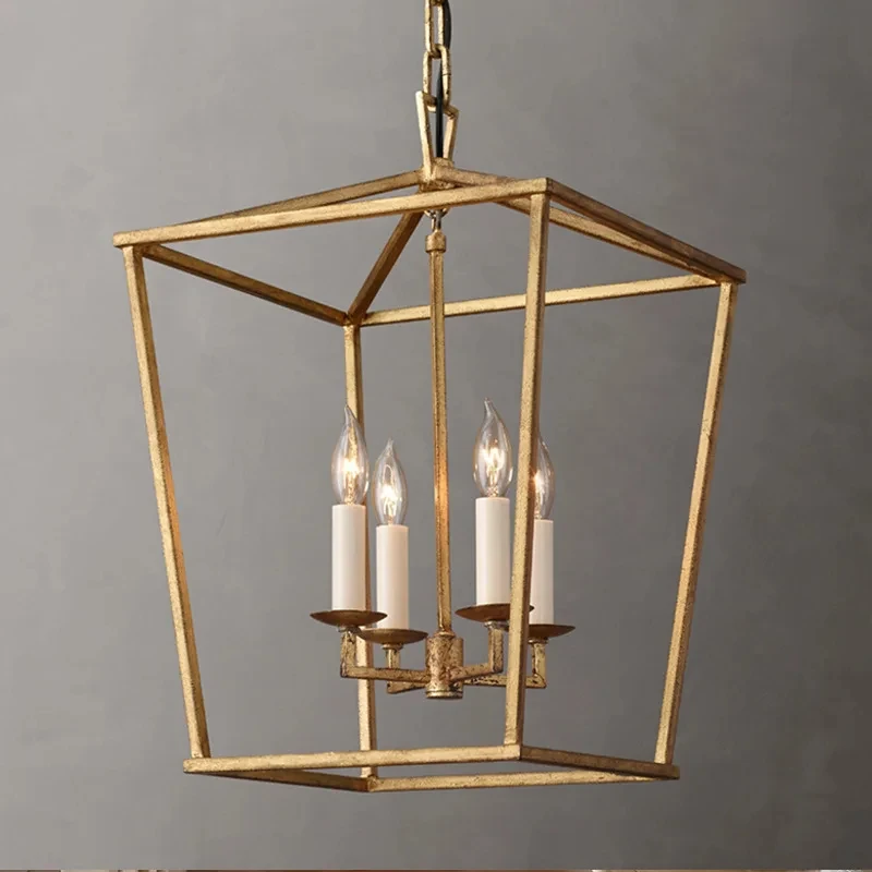 Loft Vintage Iron Birdcage Pendant Light, iluminação moderna para sala de jantar, decoração da ilha da cozinha, ouro prateado e preto