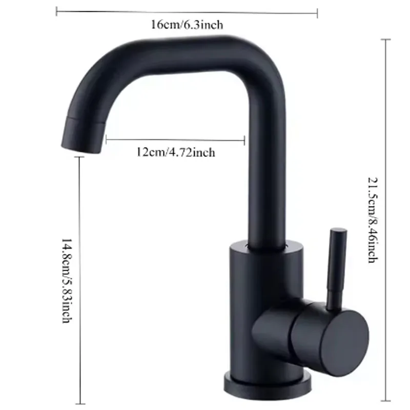 304 Stainless Bathroom Basin Faucet Steel Hot Cold Wash Mixer Crane Tap 360 Rotation Sink Faucets Single Lever Tap For Bathroom image 6