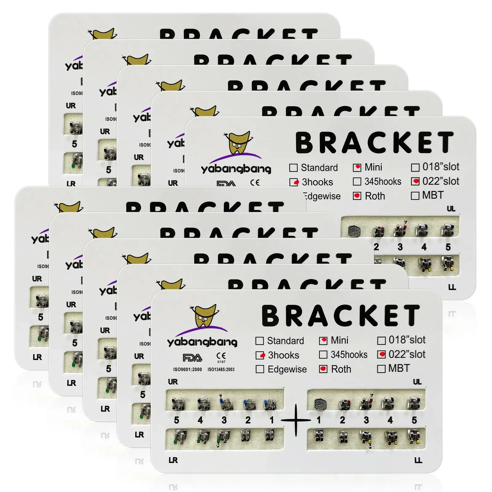 10 Packs/200Pcs  Dental Orthodontic Metal Braces Bracket Mini Roth 022