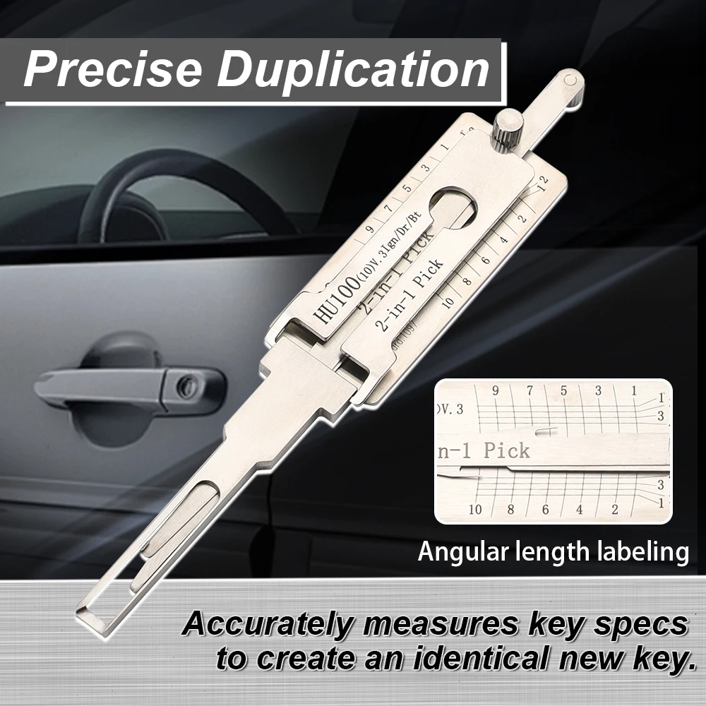 HU100 Li's 2-in-1 Lock Tool - Multipurpose Kit for Key Duplication & Lock Servicing, Professional Locksmith Supplies