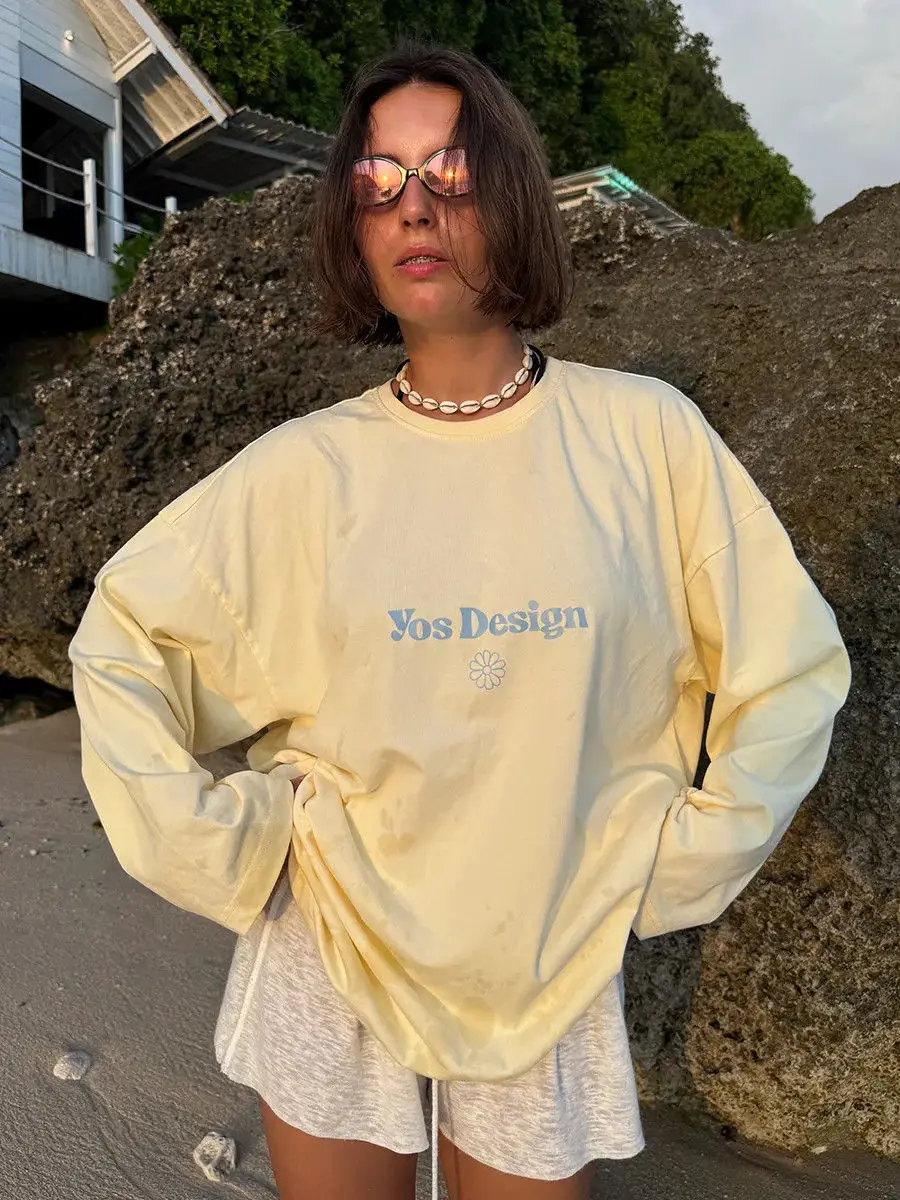 خمر الحلو لطيف رسالة شارة 100% قميص قطني بكم طويل تي شيرت البلوز الخريف بلايز مزاجه النساء الفتيات عادية فضفاض #3