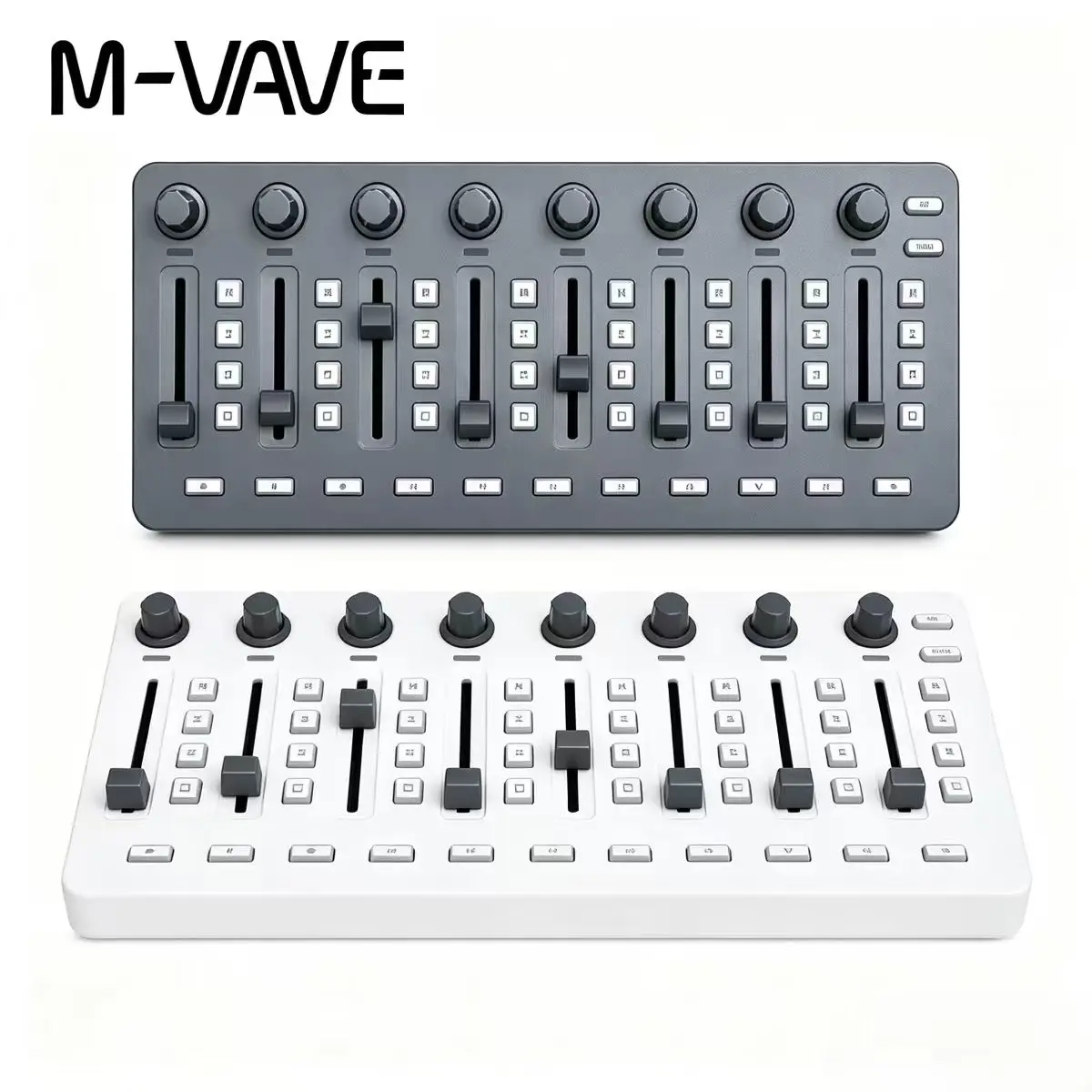 M-VAVE SMC-MIXER Wireless MIDI Controller, 43 Backlit Buttons 8 Faders 8 Knobs Rechargeable Portable Bluetooth DAW Controller
