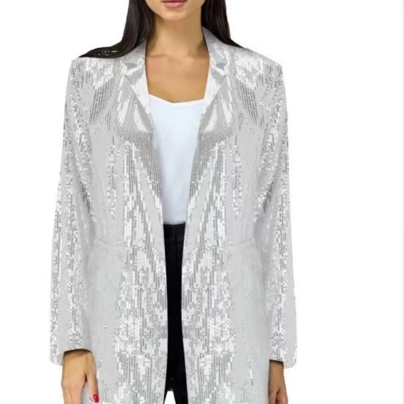 Women Long Sleeve Sequined Jacket Professional Blazer Casual Clothing Elegant Cardigan Multicolor High Quality New Fashion 2024