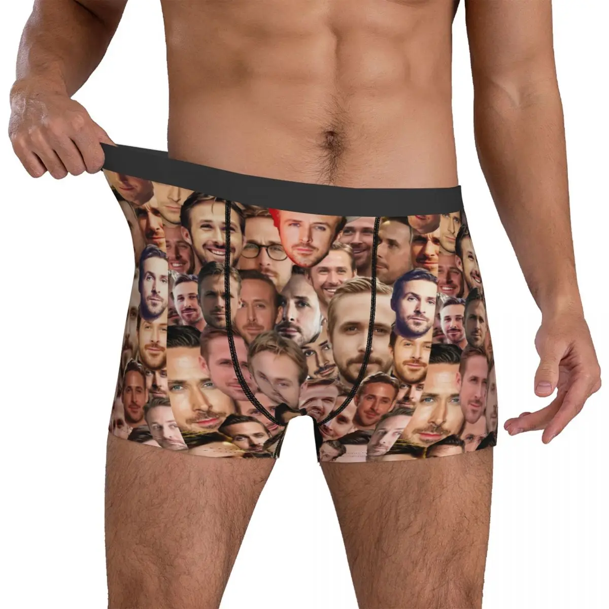 RYAN GOSLING Underwear Head Picture Collage Pattern Customs Boxer Shorts Quality Men\'s Underpants Classic Shorts Briefs Gift