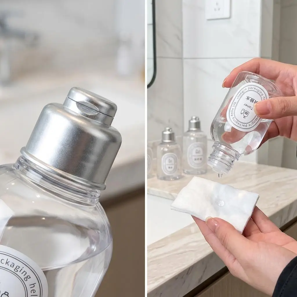 Transparent Pet Dispenser Bottle Press Cap Toner Storage Container Portable Toiletries Vessel Compact Travel Liquid Holder
