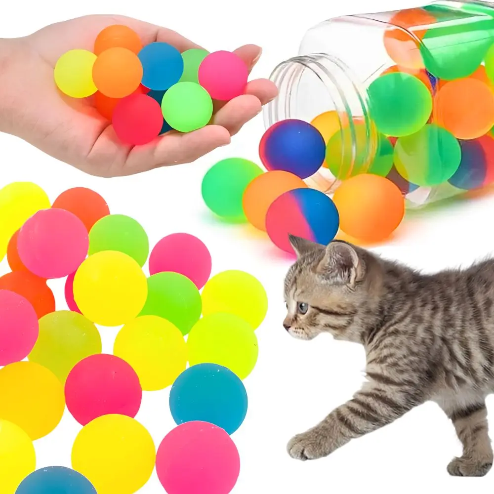 12 piezas de pelotas de goma saltarinas para mascotas, mezcla de colores, dispositivo de autoentretenimiento para gatos, pelota masticable y saltarina para perros, regalos para fiestas YMY