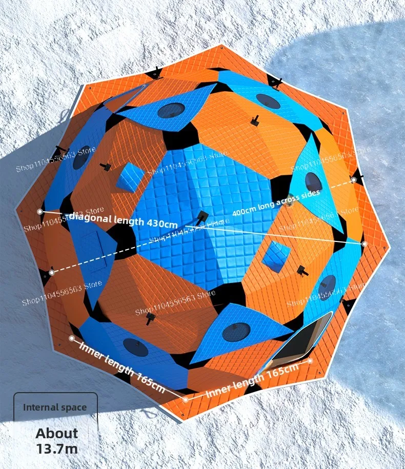 Octagon Thickened Cotton Spherical Ice Fishing Tent Outdoor Winter Fishing Camping Equipment Is Warm in Winter and Coldproof