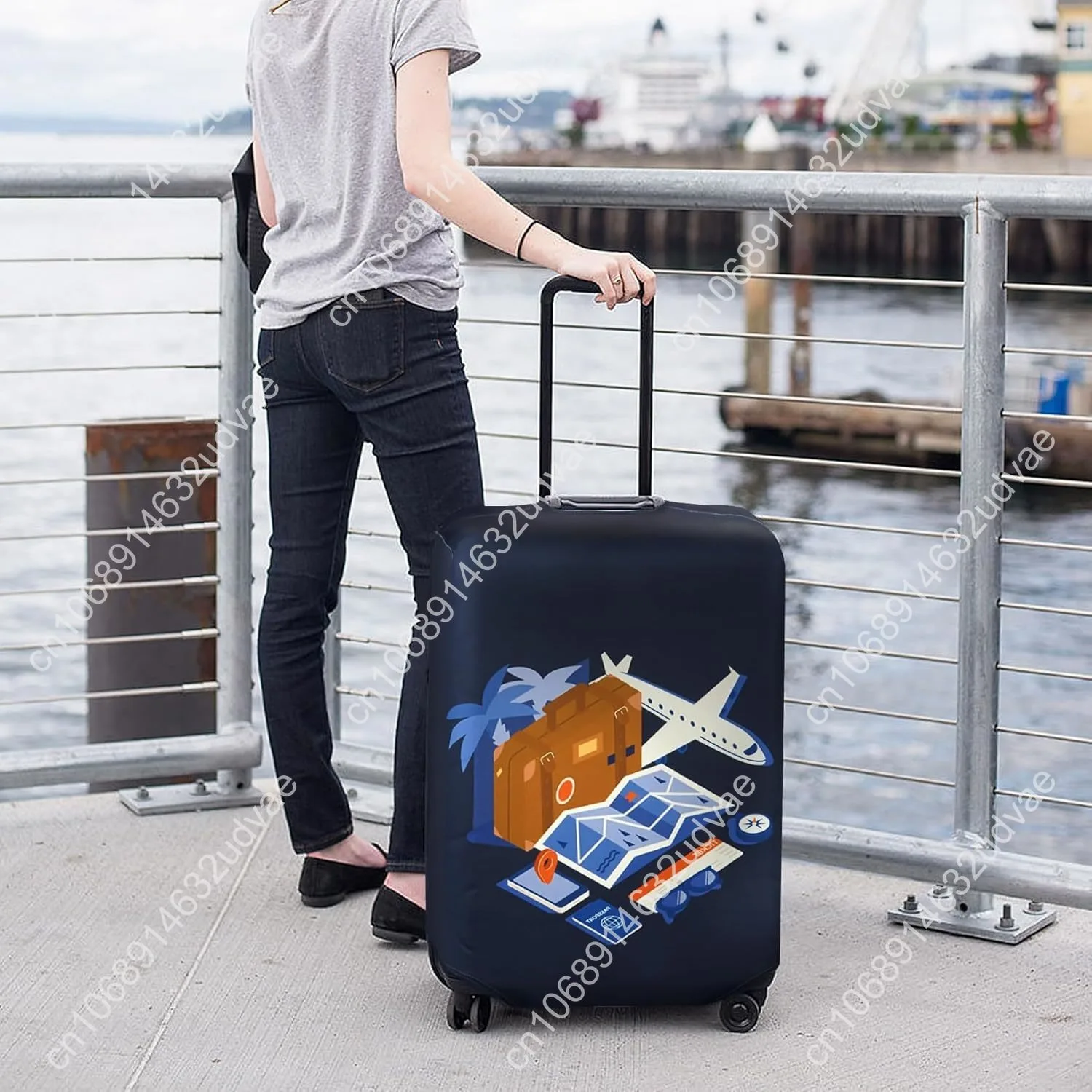 Waschbare Gepäckabdeckung – modischer Kofferschutz, passend für 18–22 Zoll Gepäck (Reise, S)