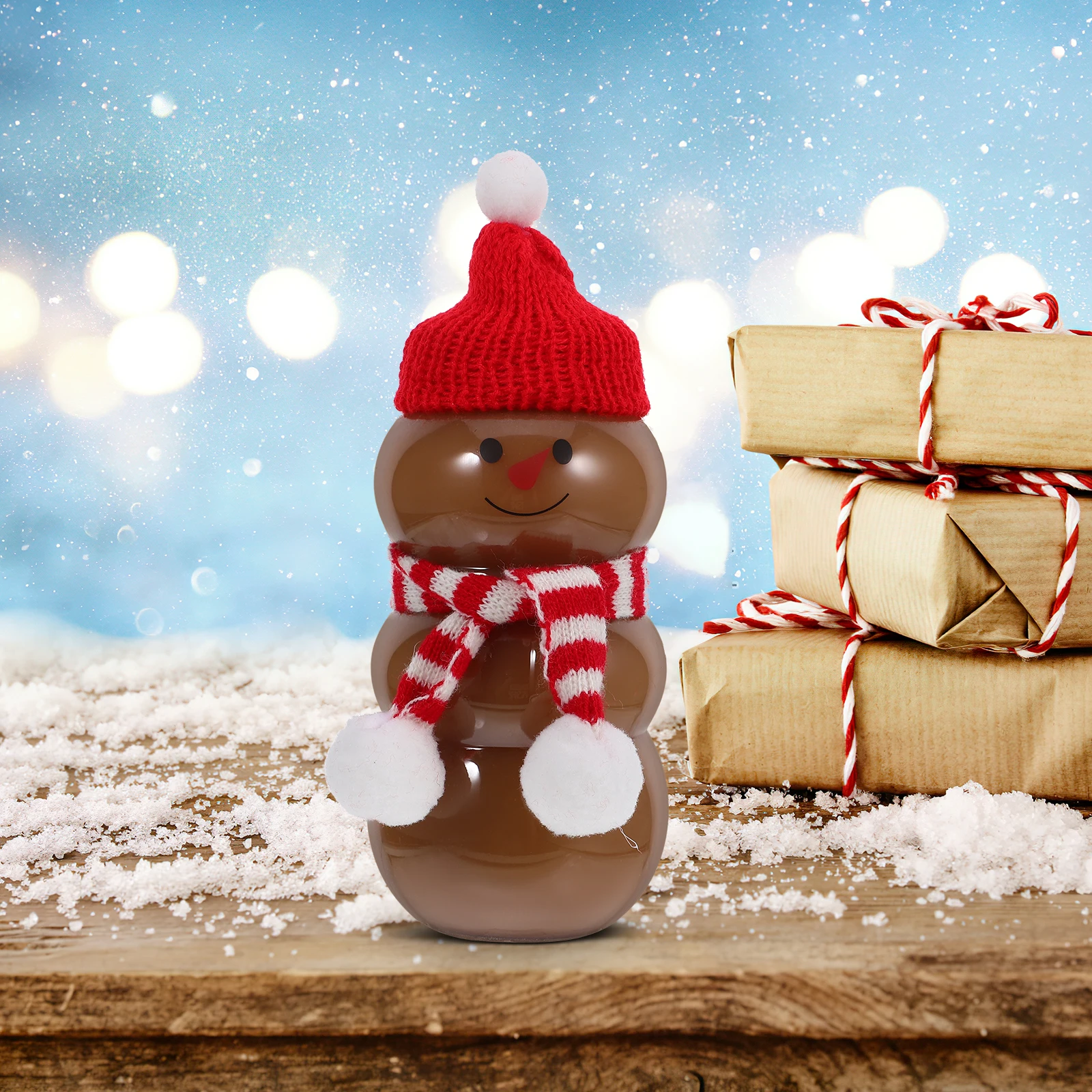 

6Sets Snowman Juice Bottles Xmas Beverage Containers Christmas Drink Bottles Caps Scarf Party Storage Jars Drinking Jars