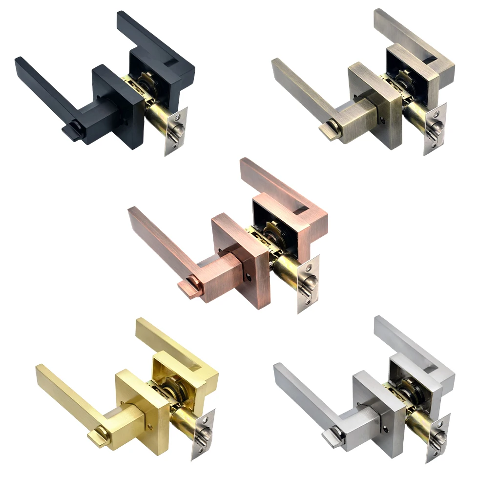 Interior Door Lock Square Three-bar Locks Indoor Doors Handle Hardware