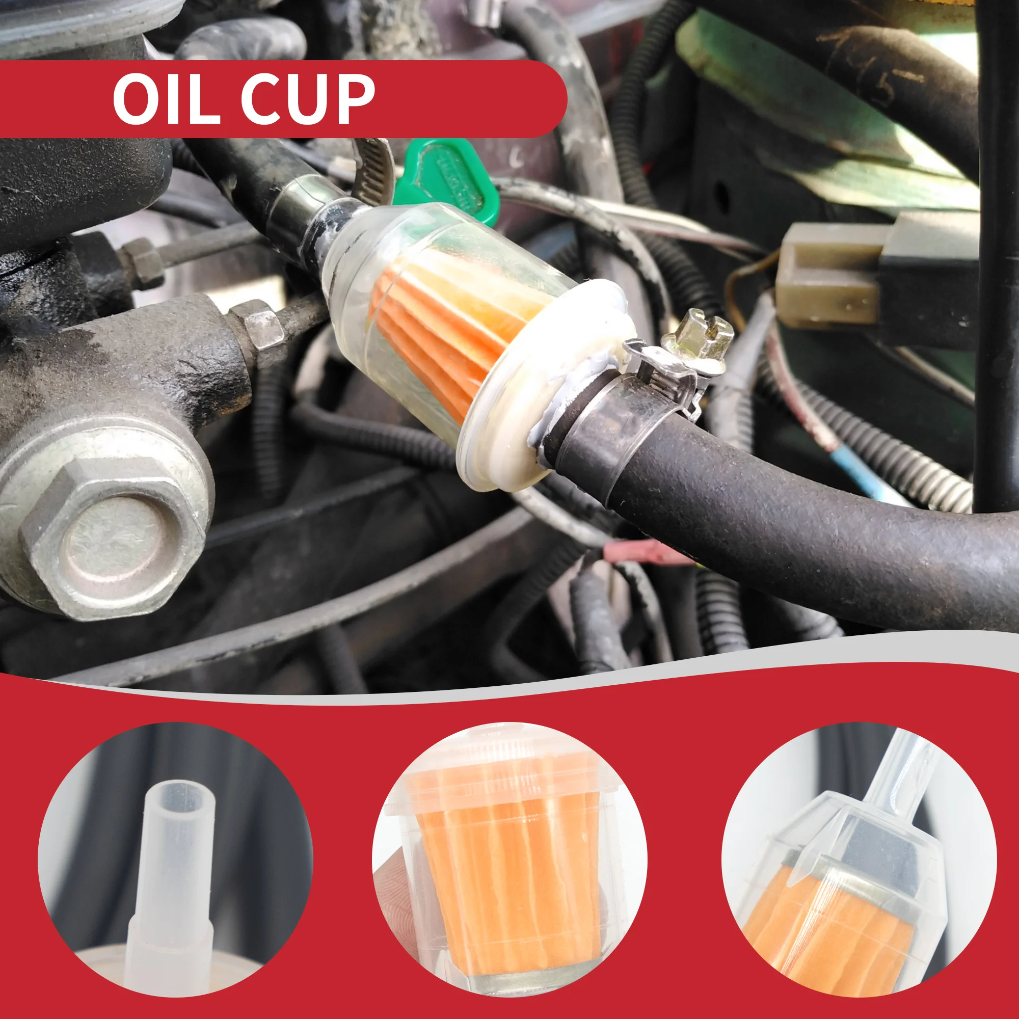 30pcs fuel system maintenance kit: 10 fuel filters + 20 hose clamps for mini-motorbikes and off-road 4x4s