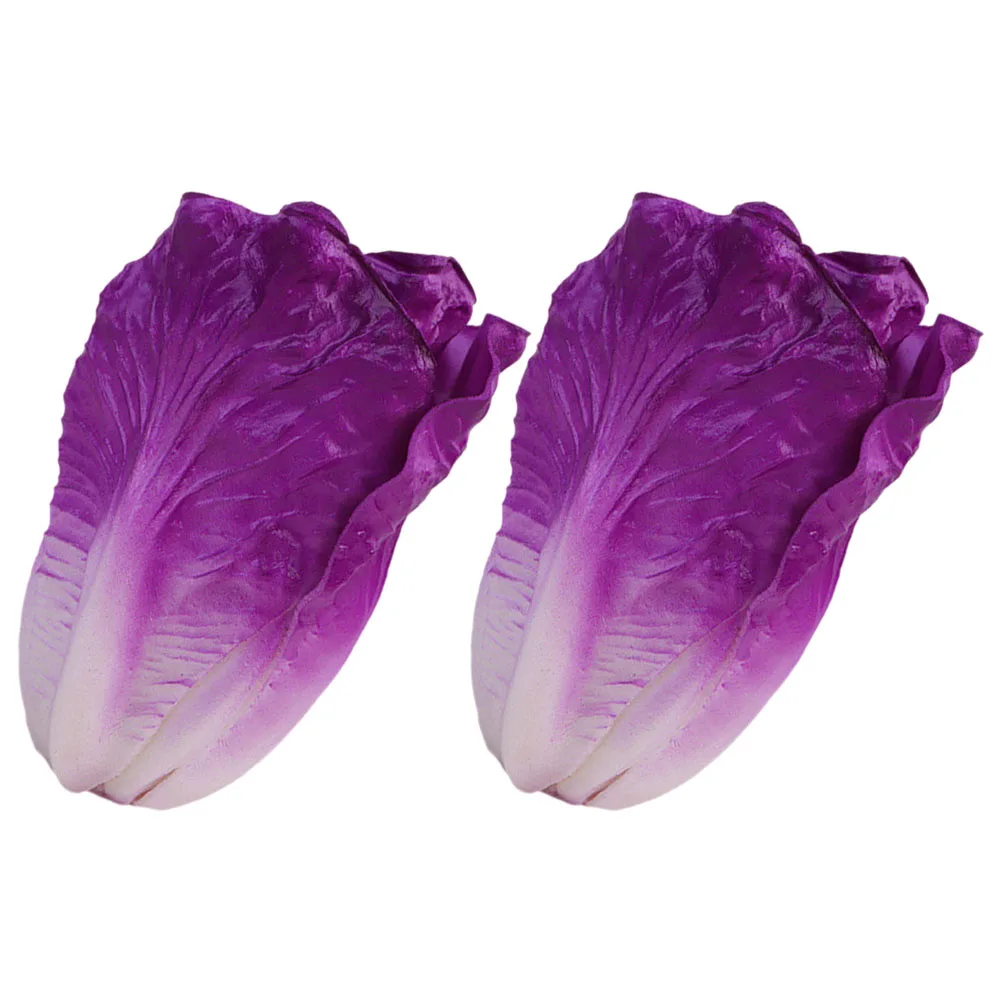 

2Pcs Realistic Artificial Lettuce Models Faux Vegetables Decor Pu Material Longlasting Color Table Shop Window Ornament Lifelike