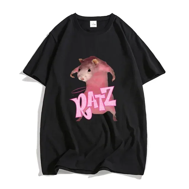 New Pattern Ratz Mouse Cartoon Printed Women Cool and Comfortable Loose Short Sleeved Harajuku Carton