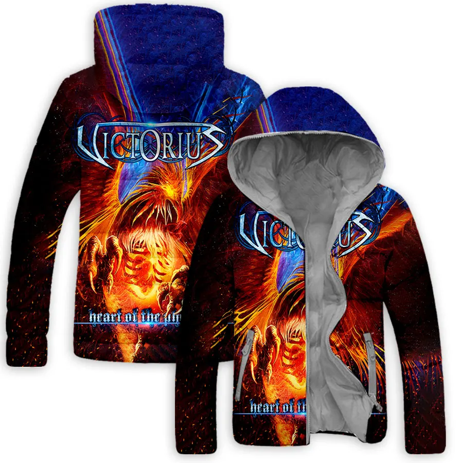 Casaco Victorius Banda Down-Cheio com Zíper, Moletons com capuz, 3D Impresso Hoody, Harajuku Hoody Tops, Roupas da moda, Novo