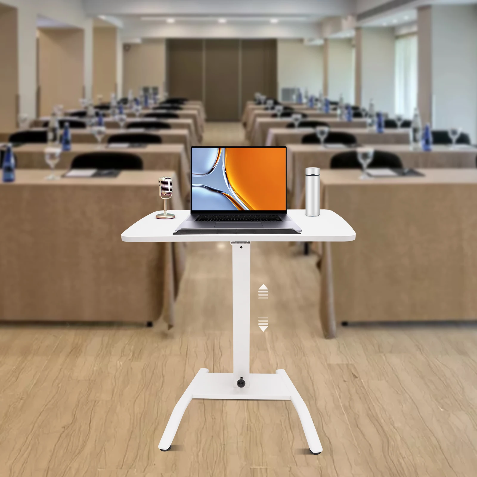 

Adjustable Height 71-108cm Rolling Desk Adjustable Podium Desk Standing Lifting Desk Adjustable Angle: 10°, 20°, 30°