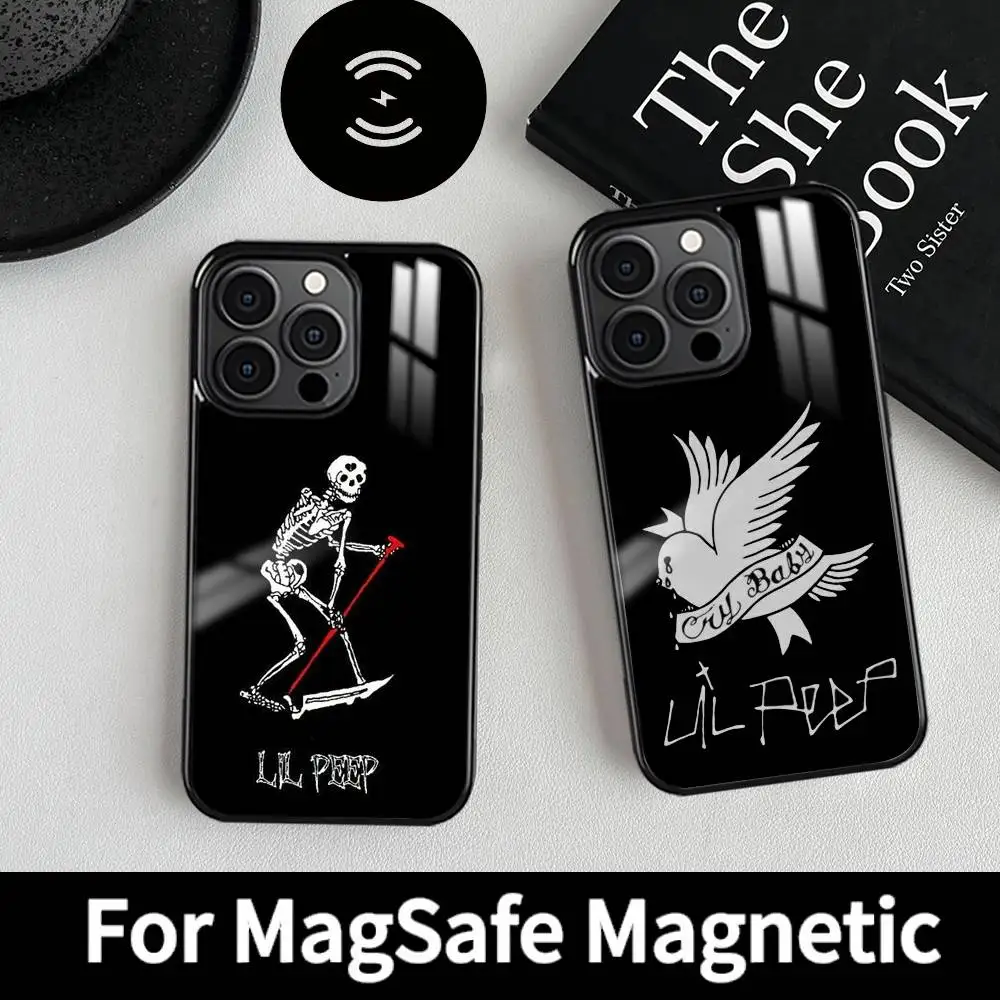 

L-Lil Peep H-Hell Boy Phone Case MagSafe Magnetic For iPhone 16 15 14 13 12 11 Pro Plus Max Mini Wireless Charger Funda