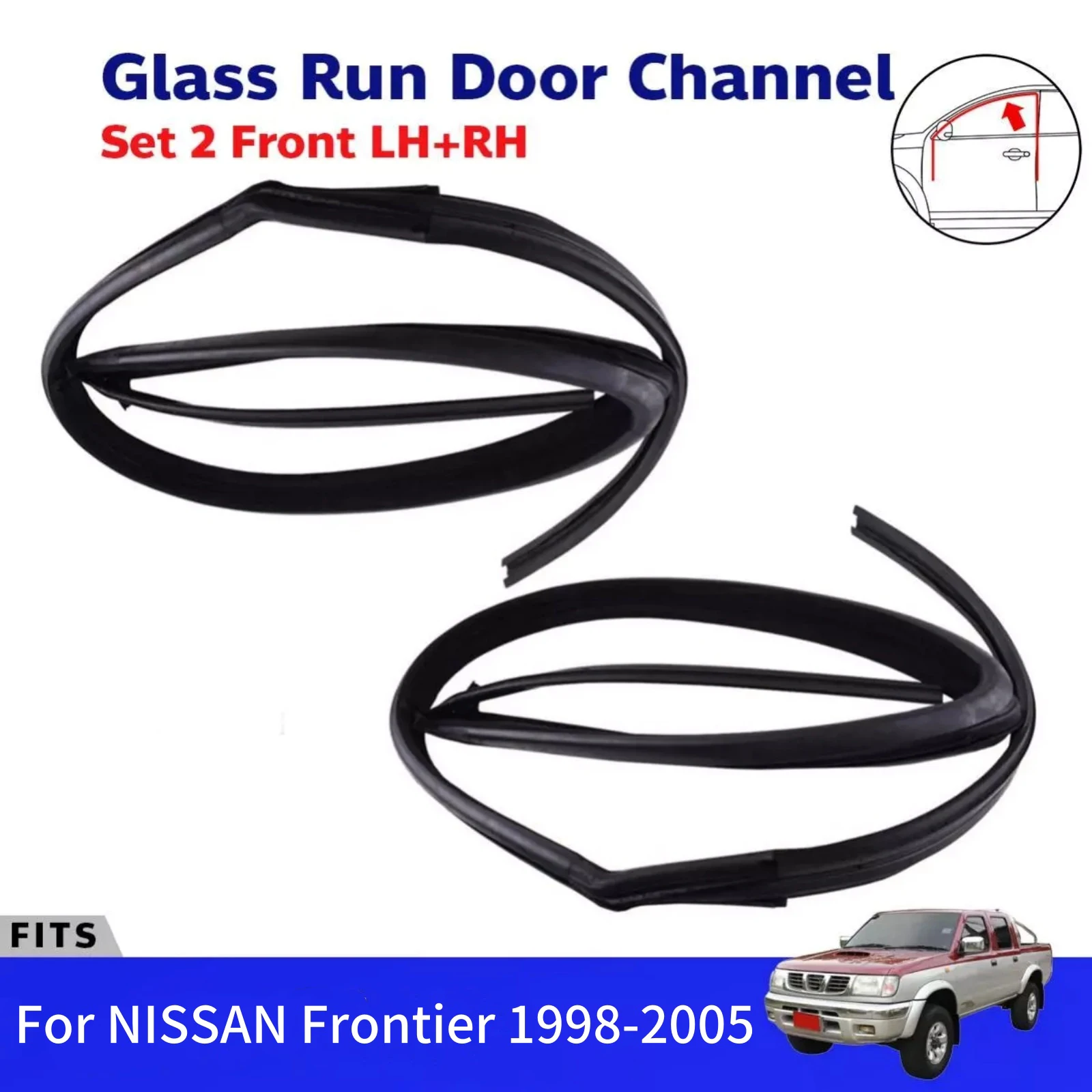 1Pc Vehicle Door Glass Window Channel Belt Run Rubber Seal 80331-2S400 80330-2S400 For Nissan Frontier 1998-2005 Car Accessories