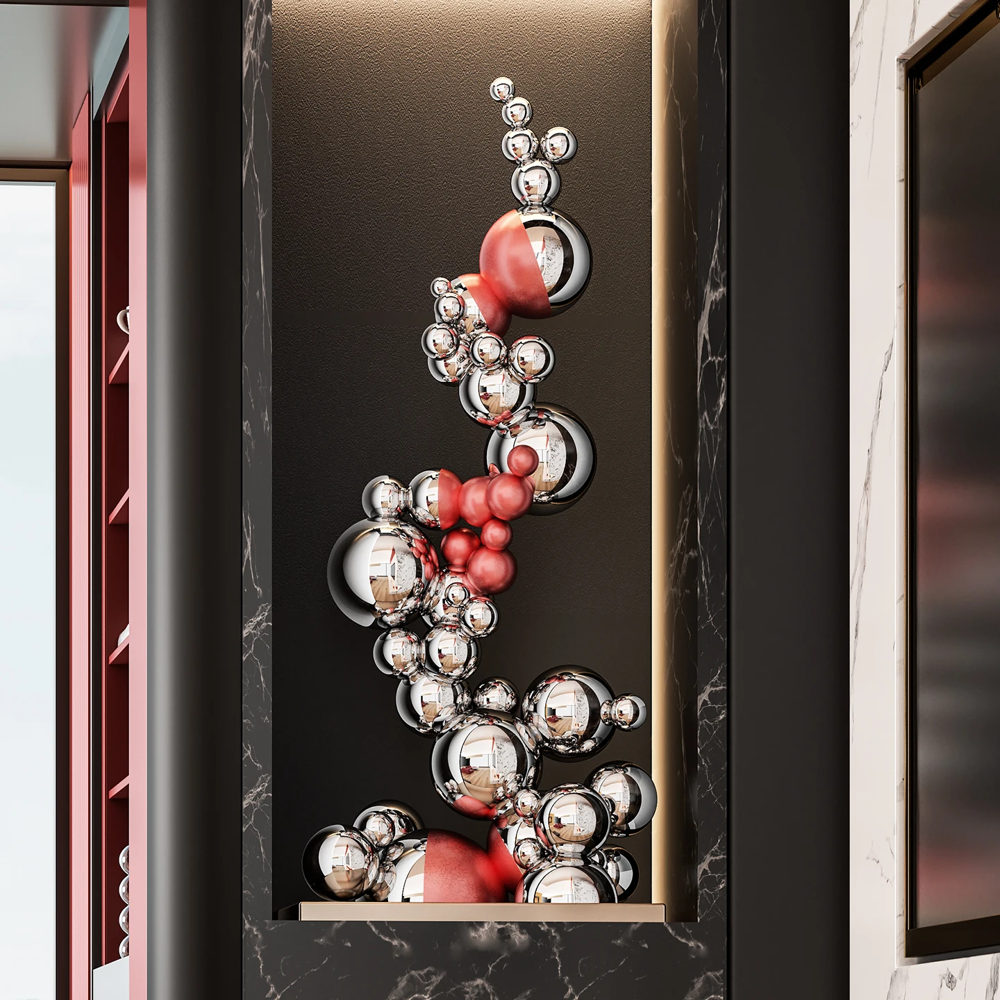 za-Outdoor Polished Stainless Steel Artistic Sculptures & Indoor Decorative Metal Crafts Suitable for Landscape Decoration%