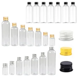 5pcs 5ml-500ml Empty Clear Plastic Sample Bottles with Aluminium Screw Cap Tiny Jars Cosmetic Container Travel Refillable Bottle