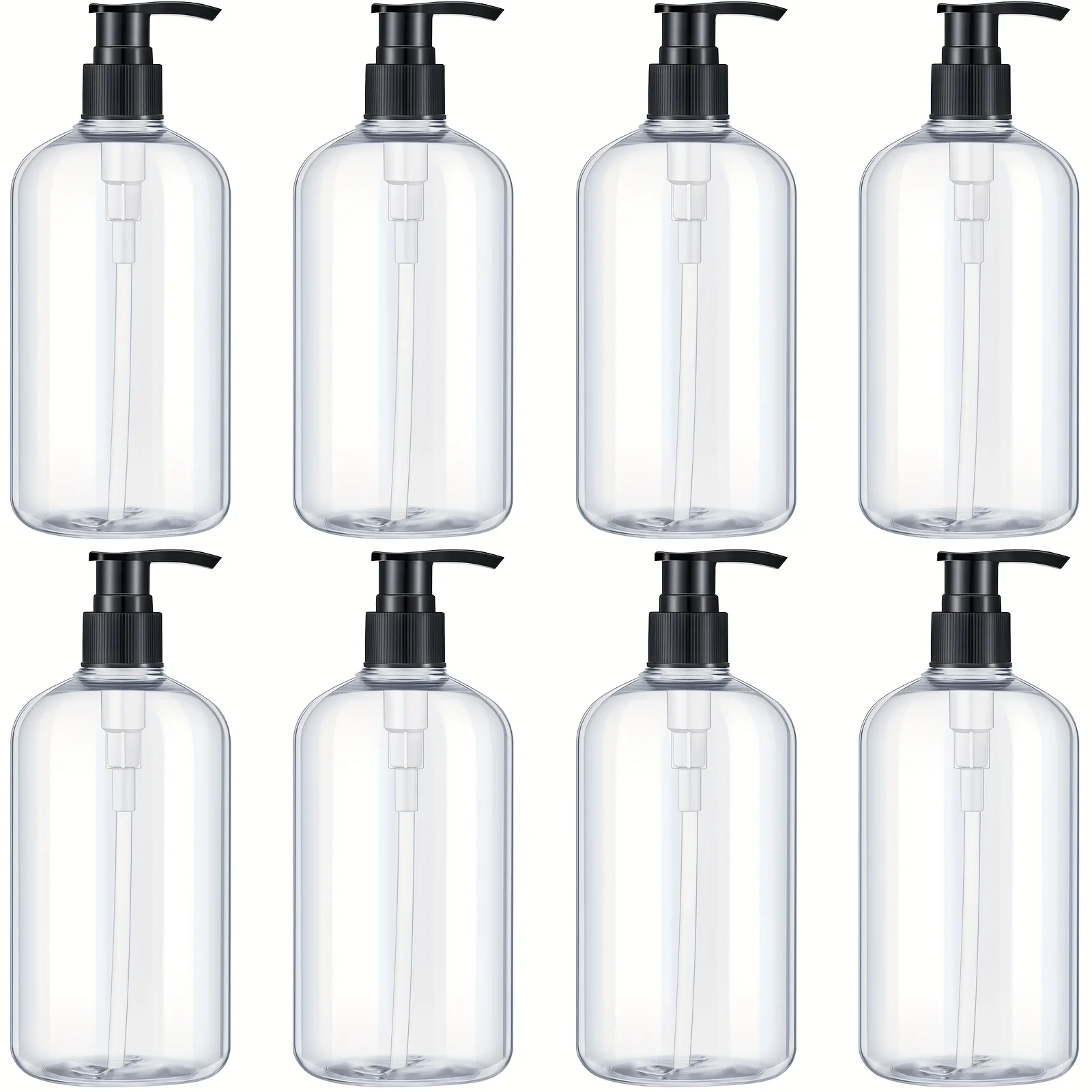 8 Stück 300/500ML Klare Shampoo-Leerflaschen mit Pumpe, Duschgelspender für Dusche, Badezimmer, Shampoo, Conditioner, Körperwaschflasche – Detail 1