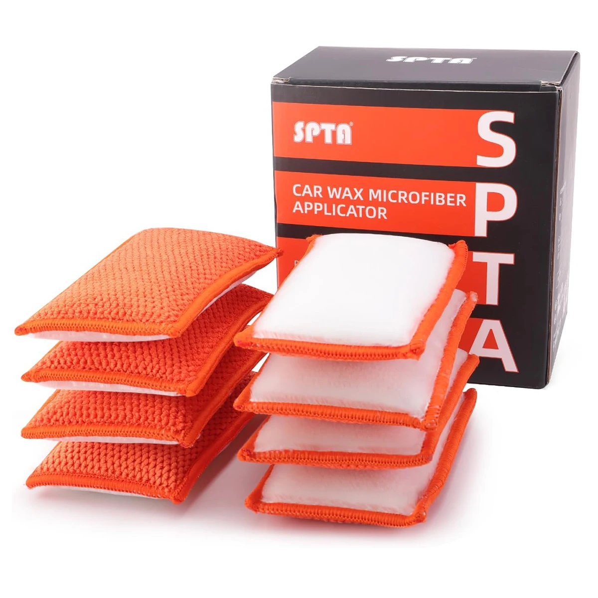 SPTA 8 Pcs Car Interior Scrubbing Sponge Fiber Car Wax Applicator Pads Household Cleaning for Leather Car Seat Couch