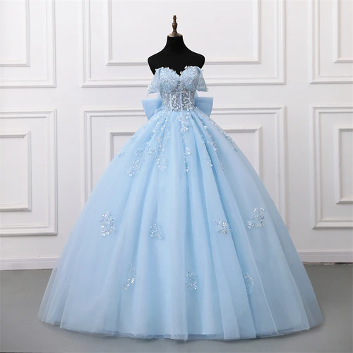 Imagen 1 del producto Vestido de fiesta brillante 15 vestidos de quinceañera vestido de baile vestido de fiesta con purpurina con pajarita vestido de gama alta de 15 años personalizado 2025