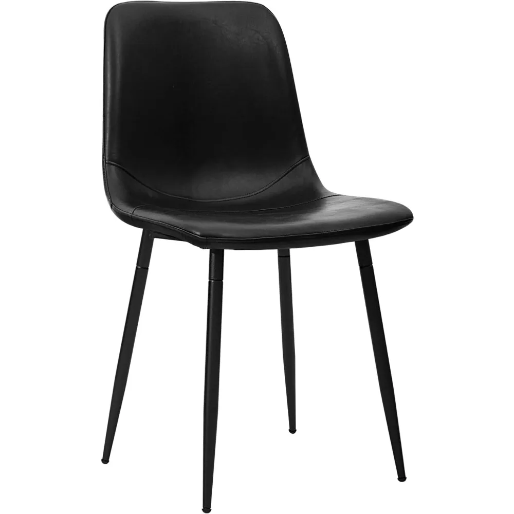 

CangLong Living Monte Dining Chair in Black Faux Leather and Black Powder Coat Finish, set of 1, Black