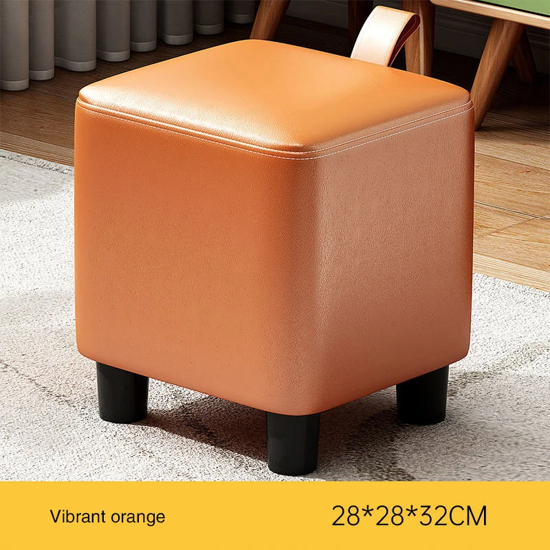 Soft Leather Shoe Change Stool Household Comfortable Ottomans Nordic Style Living Room Easy Cleaning Doorway Wear Shoe Stool