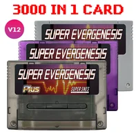 Tarjeta de juego Super EVERGENESIS SNES SFC V12 3000 en 1 con tarjeta TF de 8G para consola de videojuegos Super Famicom de 16 bits JPN/EU/USD