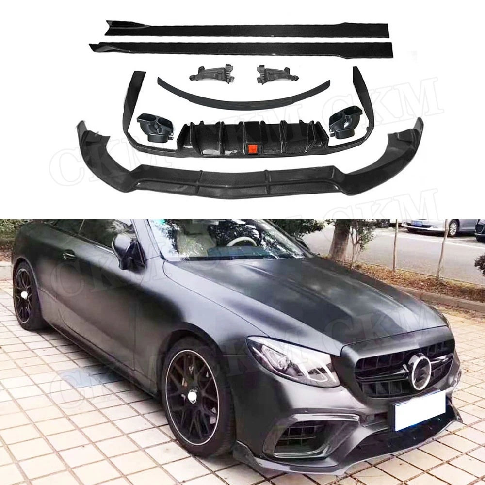 Carbon Fiber Front Bumper Lip Side Skirt Rear Diffuser Spoiler Body Kits For Mercedes Benz E Class W213 Sedan 4 Door 2017-2019