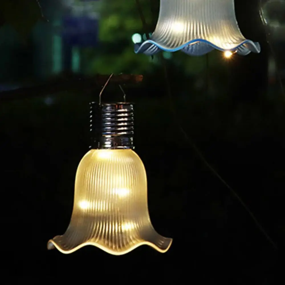 Waterproof Solar Flower Hanging Light Automatic Sensor Solar Powered Ballet Skirt with Hanging Lamp LED Flower Shape