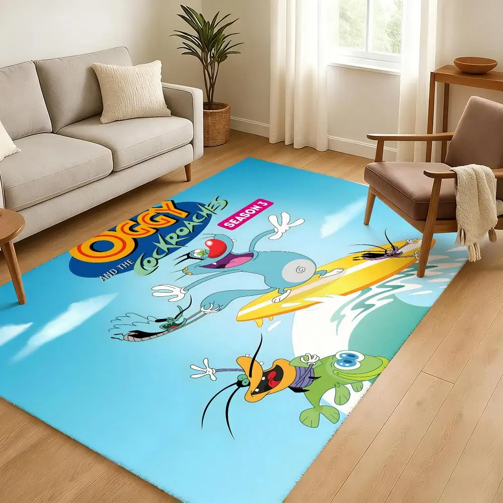Oggy and the Cockroaches Floor Mat Soft Thickened Absorbent Non-Slip Bedroom Living Room Door Mat Home Decor Flannel Rugs
