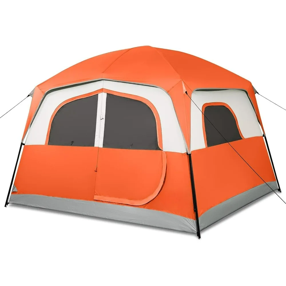 

Tent 6 Person, Tents for Camping, Waterproof Easy Setup Camping Tent with Rainfly, Portable,5 Large Mesh Windows, Carry Bag.