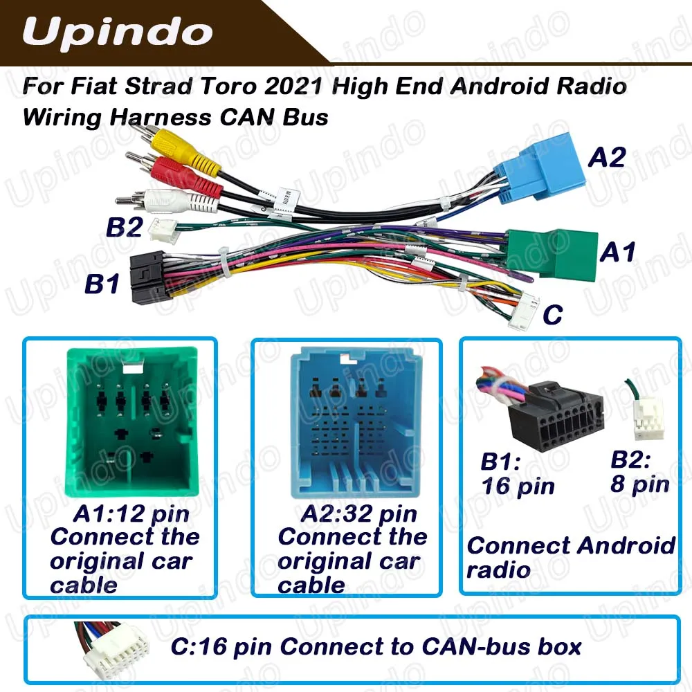 For Fiat Toro Strada 2021 High End Car Android Radio Wiring Harness CAN Bus Adapter Plug and Play Power Cable Connector