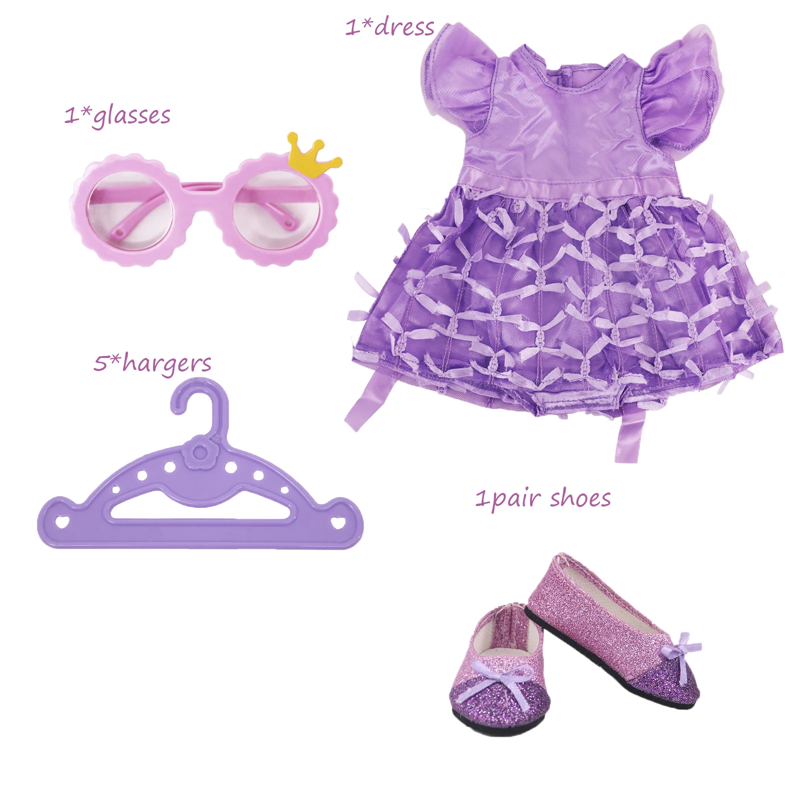 8 pièces/ensemble robe à fleurs violettes pour 43 Cm bébé né Reborn poupée vêtements accessoires 18 pouces poupée filles jouets notre génération Nenuco
