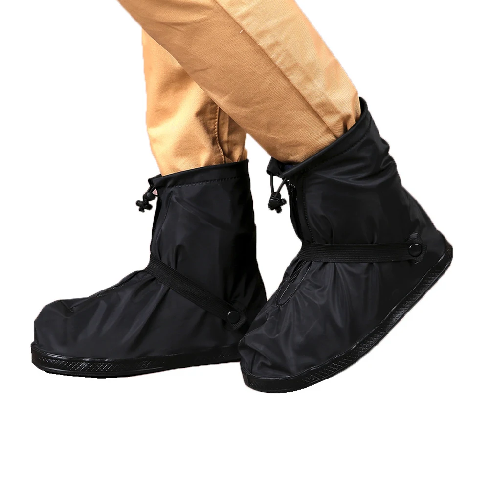 

Adults Snap Strap Shoes Covers Thicken Waterproof Anti-Skid Overshoes Pvc Boot Protectors For Mud Rain Snow Outdoor Travel Easy
