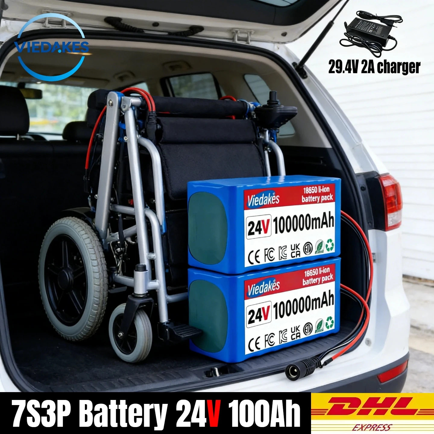 

7S3P 18650 Lithium Battery 24V 100Ah, Durable Power for Wheelchair Electric Scooter Toy Car, with charger quality assurance
