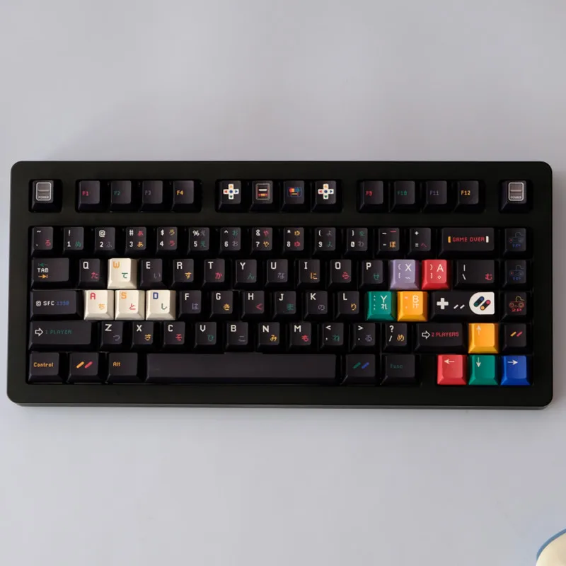 Imagem -05 - Kbcaps 129 Chave Sfc Preto Branco Pbt Material Sublimação de Tinta Cereja Perfil Keycap Conjunto para mx Switch Teclado Mecânico de Jogos