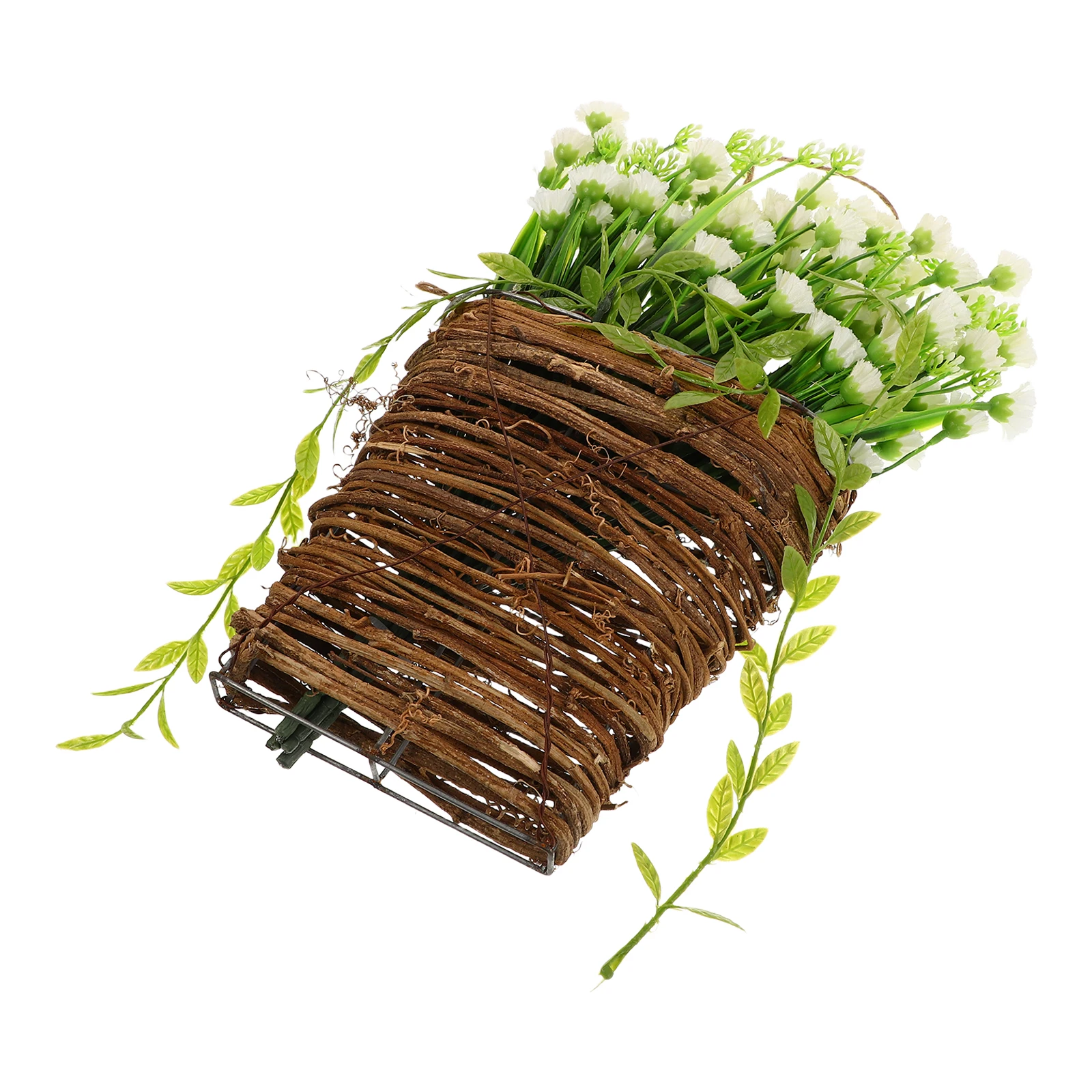 

1pcs Stylish Flower Basket Decoration Artificial Outdoor Fake Flowers for Wall Door Hanging Indoor Baskets Front Iron Daisy