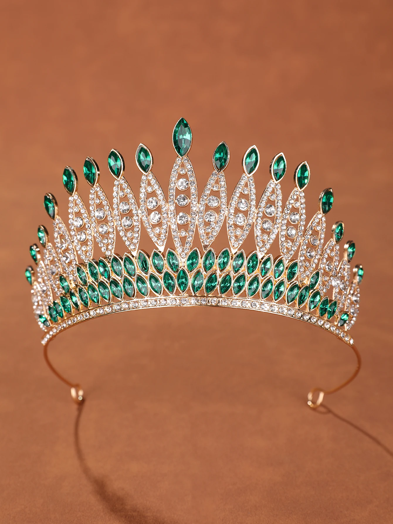 Multi-color rhinestone bridal crown, silver alloy marquise diamond crown, headpiece accessory for weddings, evening banquets, beauty pageants, and parties image 5